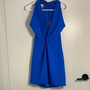 DO+BE Backless Blue Halter Neck Mini Dress
